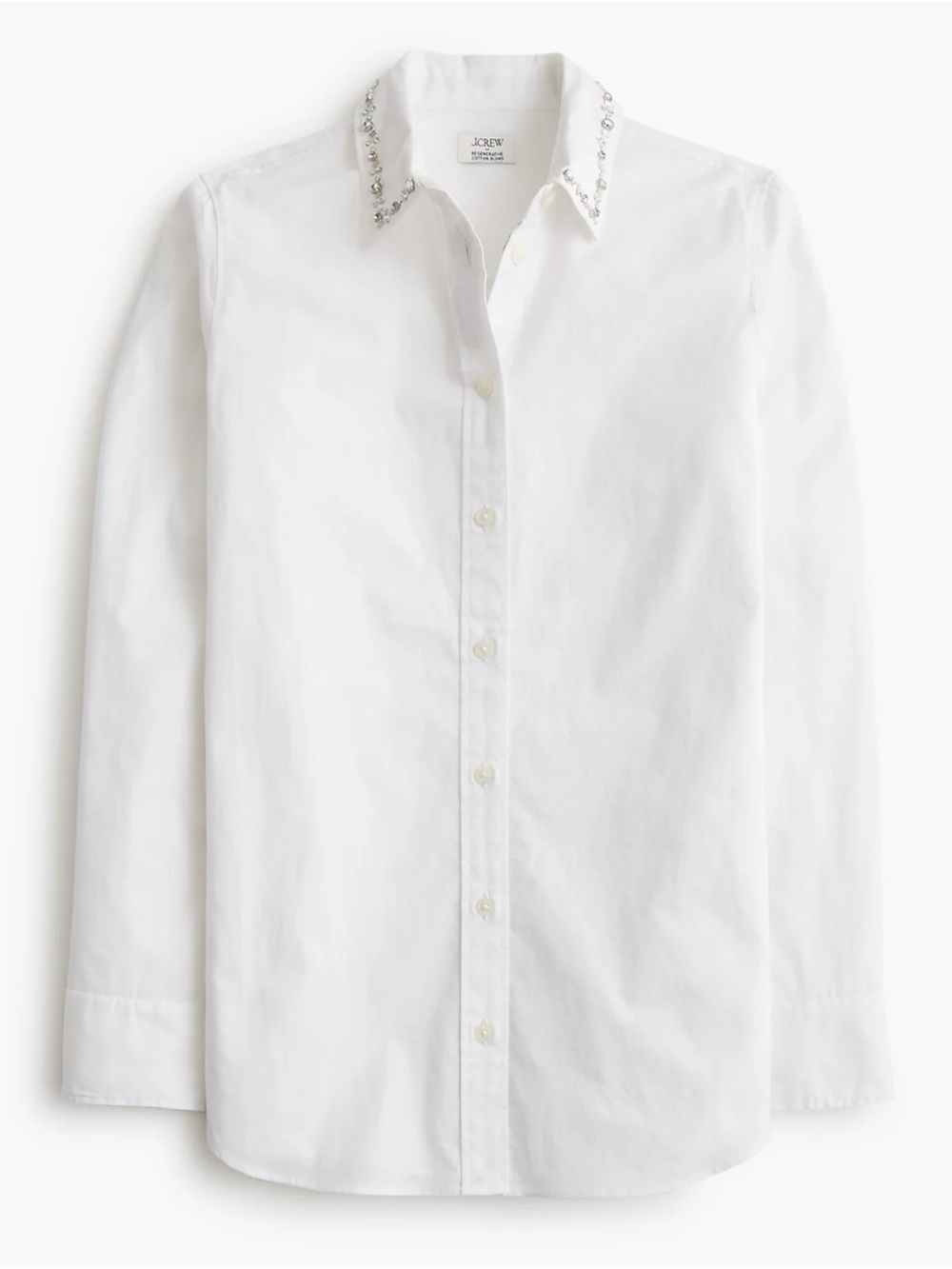 J.Crew White Embellished Button-up Shirt Women’s Sz M NWT